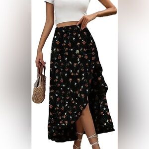 Women’s & Harmony Adjustable Waist Wrap Around Floral Slit Skirt Size M